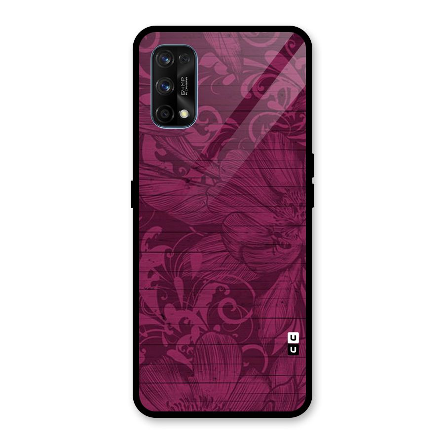 Magenta Floral Pattern Glass Back Case for Realme 7 Pro