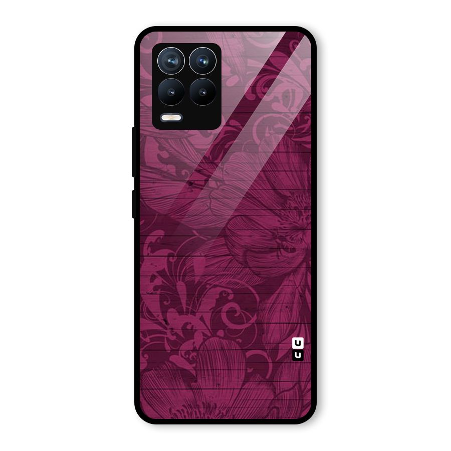 Magenta Floral Pattern Glass Back Case for Realme 8 Pro