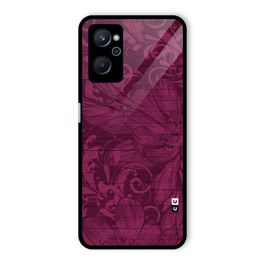 Magenta Floral Pattern Glass Back Case for Realme 9i