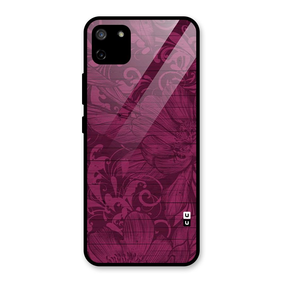 Magenta Floral Pattern Glass Back Case for Realme C11