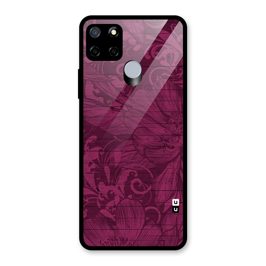 Magenta Floral Pattern Glass Back Case for Realme C15
