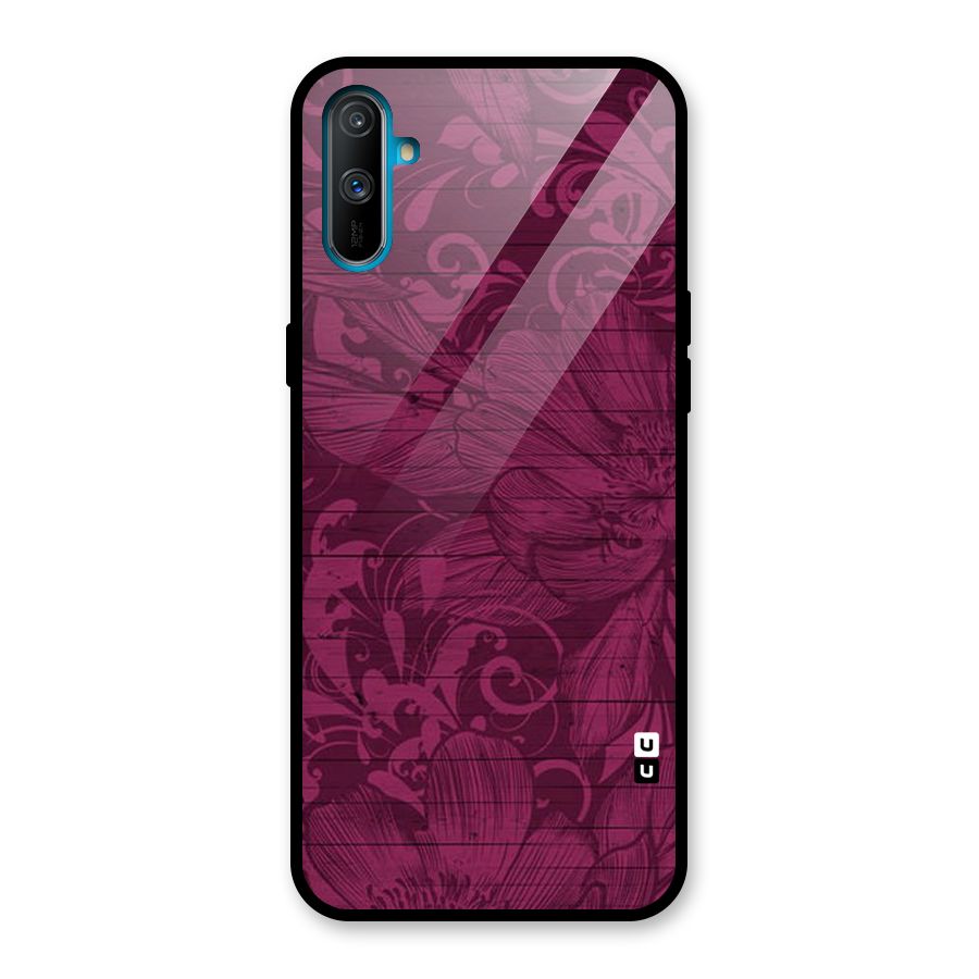 Magenta Floral Pattern Glass Back Case for Realme C3
