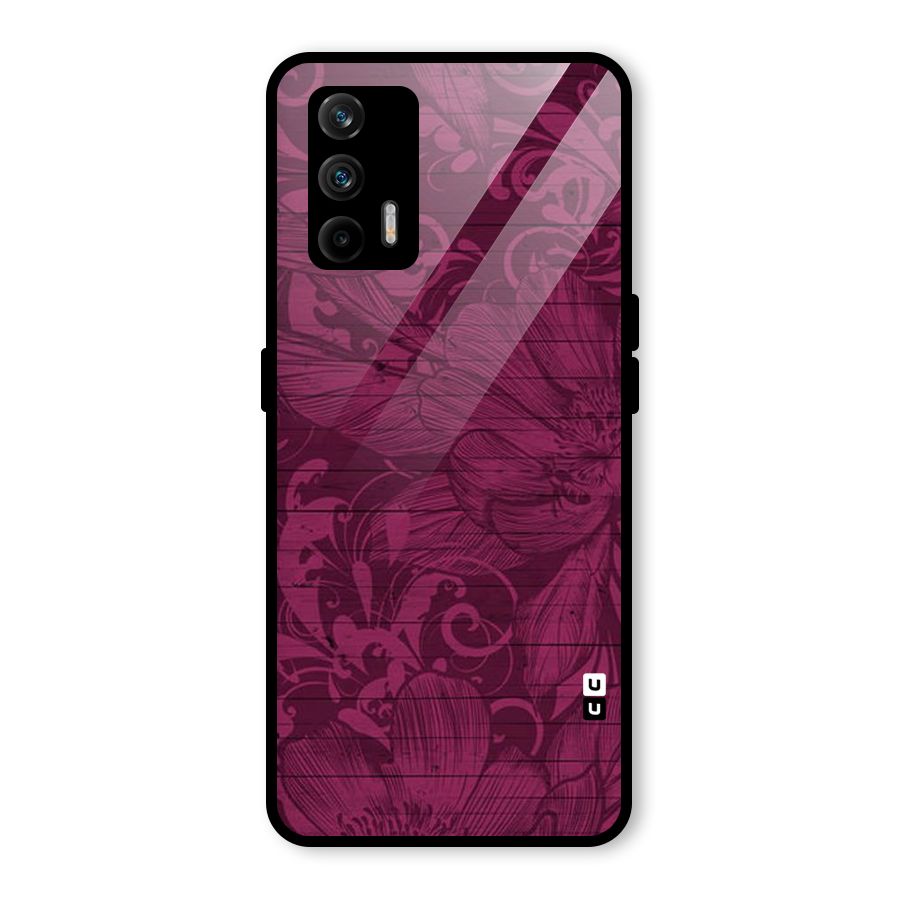 Magenta Floral Pattern Glass Back Case for Realme GT 5G