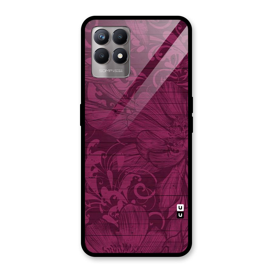 Magenta Floral Pattern Glass Back Case for Realme Narzo 50