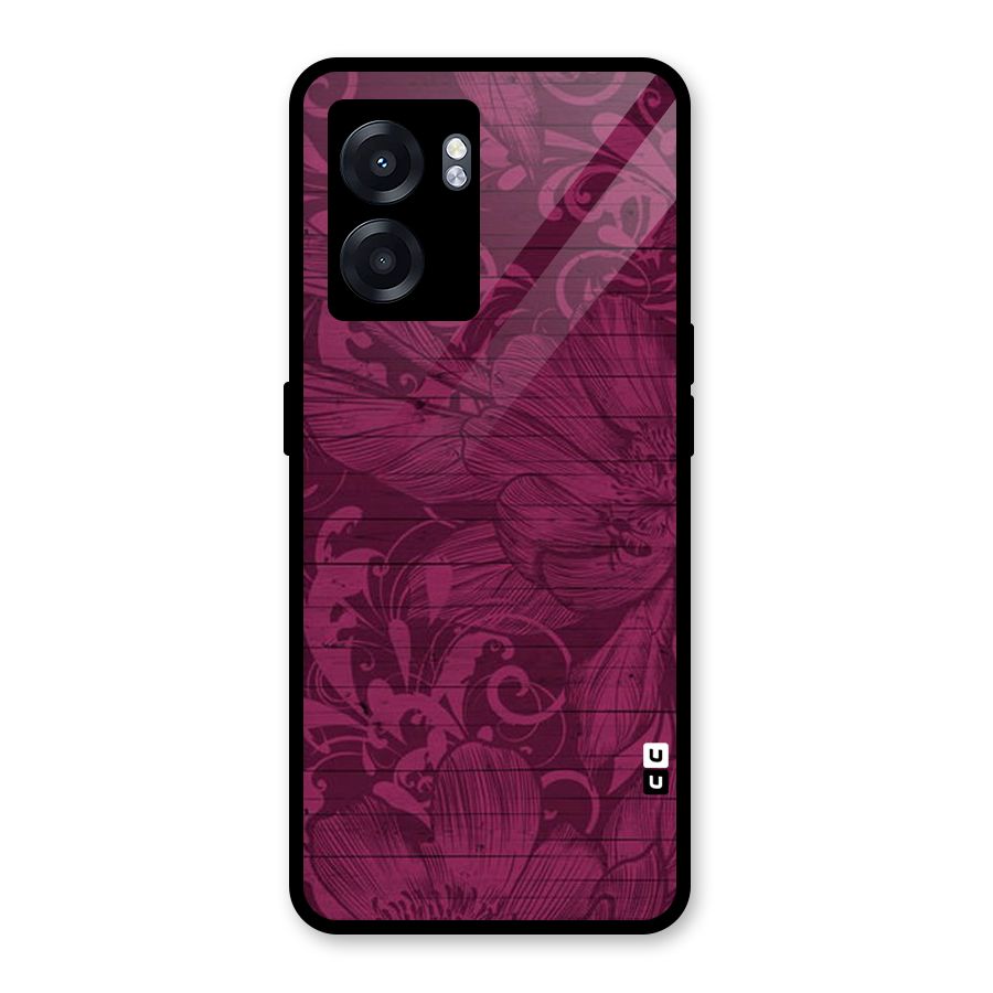 Magenta Floral Pattern Glass Back Case for Realme Narzo 50 5G