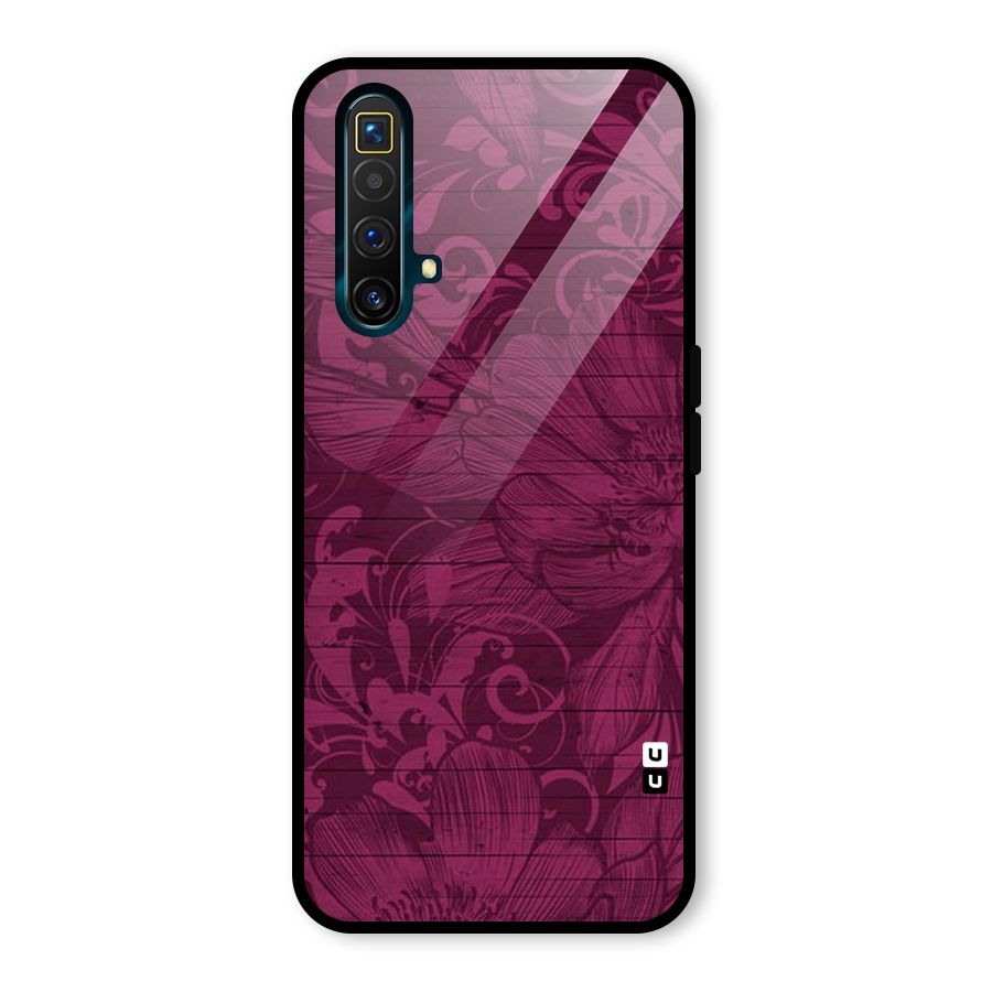 Magenta Floral Pattern Glass Back Case for Realme X3 SuperZoom