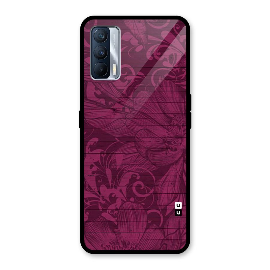 Magenta Floral Pattern Glass Back Case for Realme X7