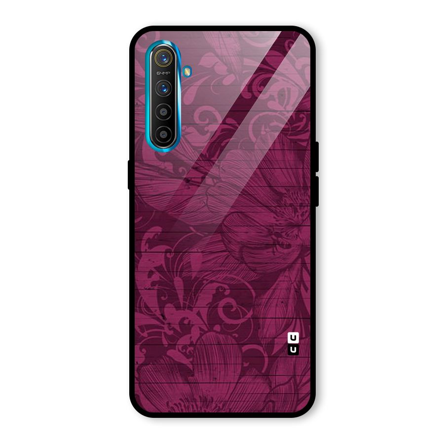Magenta Floral Pattern Glass Back Case for Realme XT