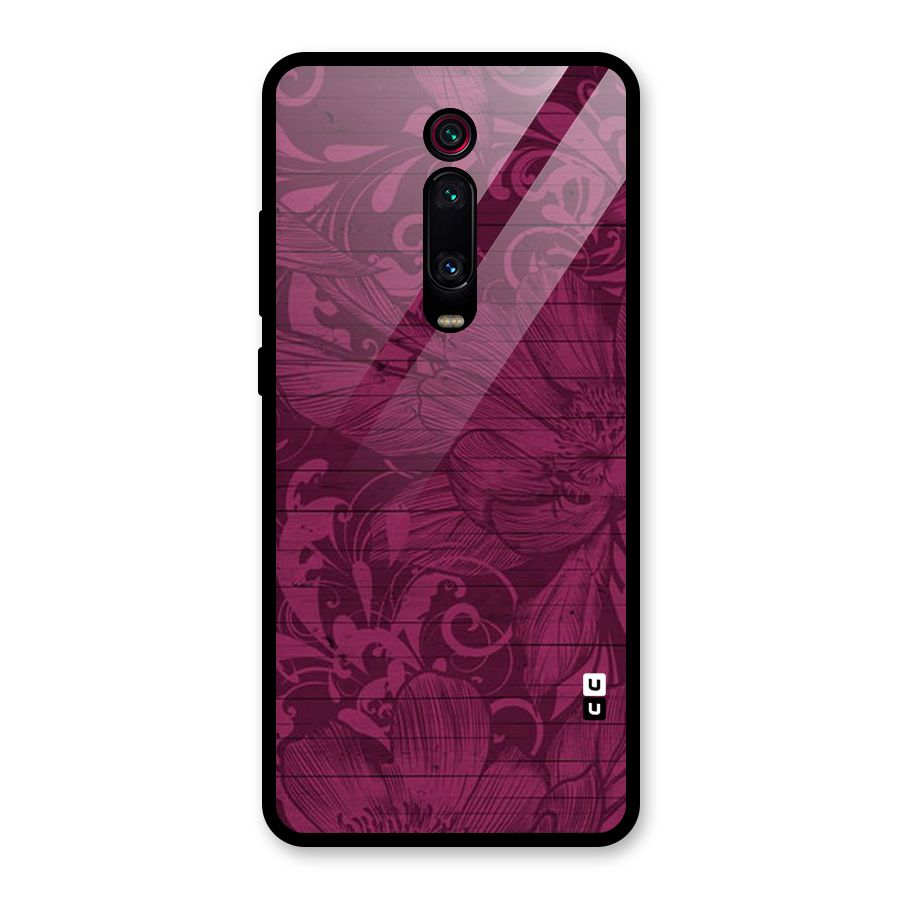 Magenta Floral Pattern Glass Back Case for Redmi K20