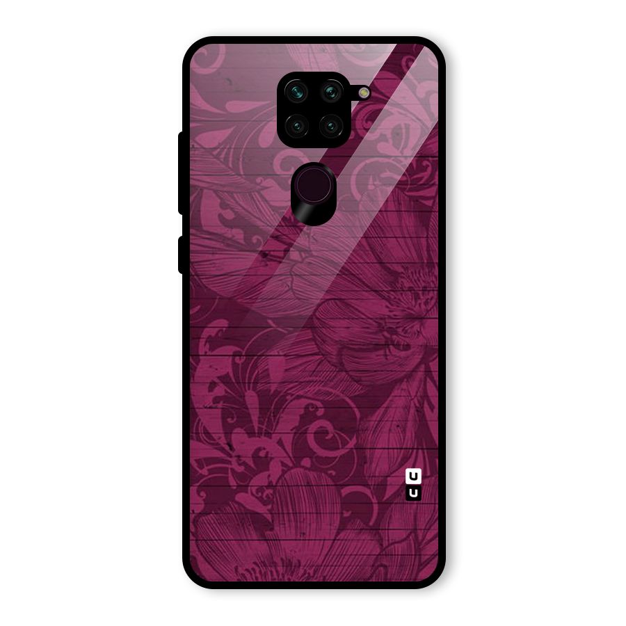 Magenta Floral Pattern Glass Back Case for Redmi Note 9