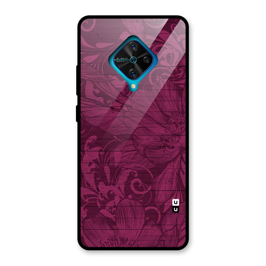 Magenta Floral Pattern Glass Back Case for Vivo S1 Pro