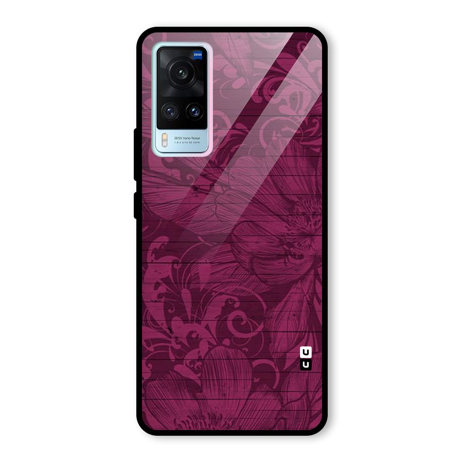 Magenta Floral Pattern Glass Back Case for Vivo X60