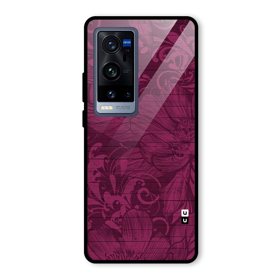 Magenta Floral Pattern Glass Back Case for Vivo X60 Pro Plus