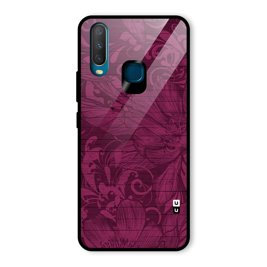 Magenta Floral Pattern Glass Back Case for Vivo Y17