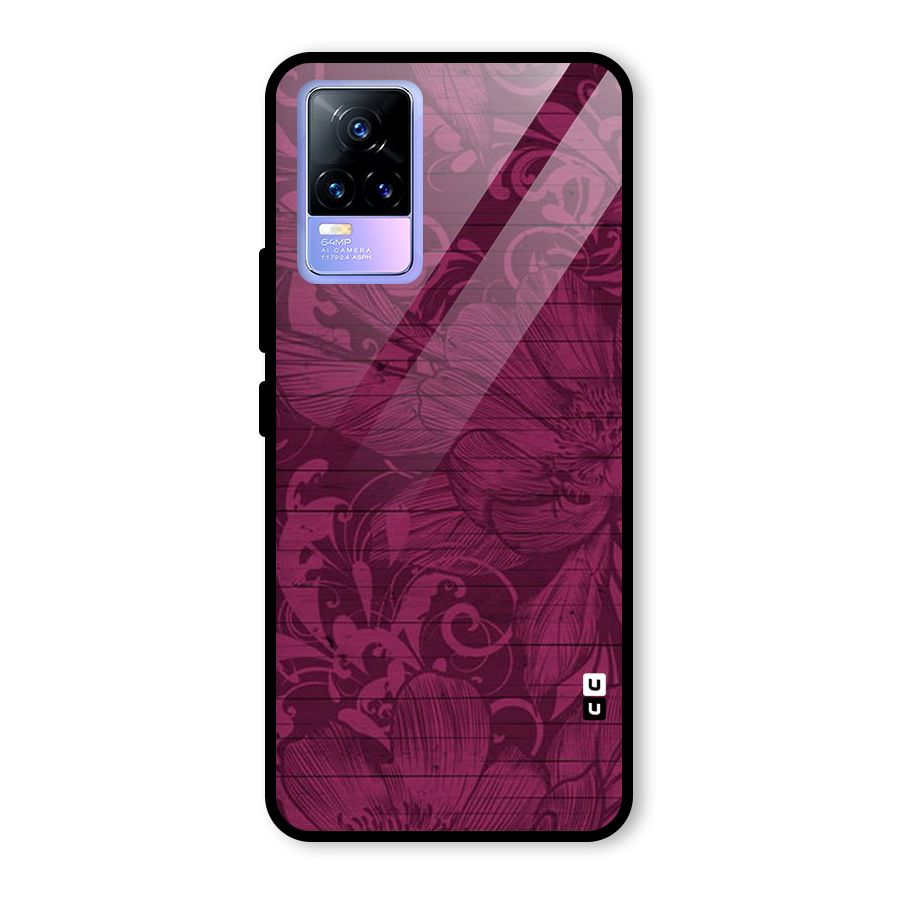 Magenta Floral Pattern Glass Back Case for Vivo Y73