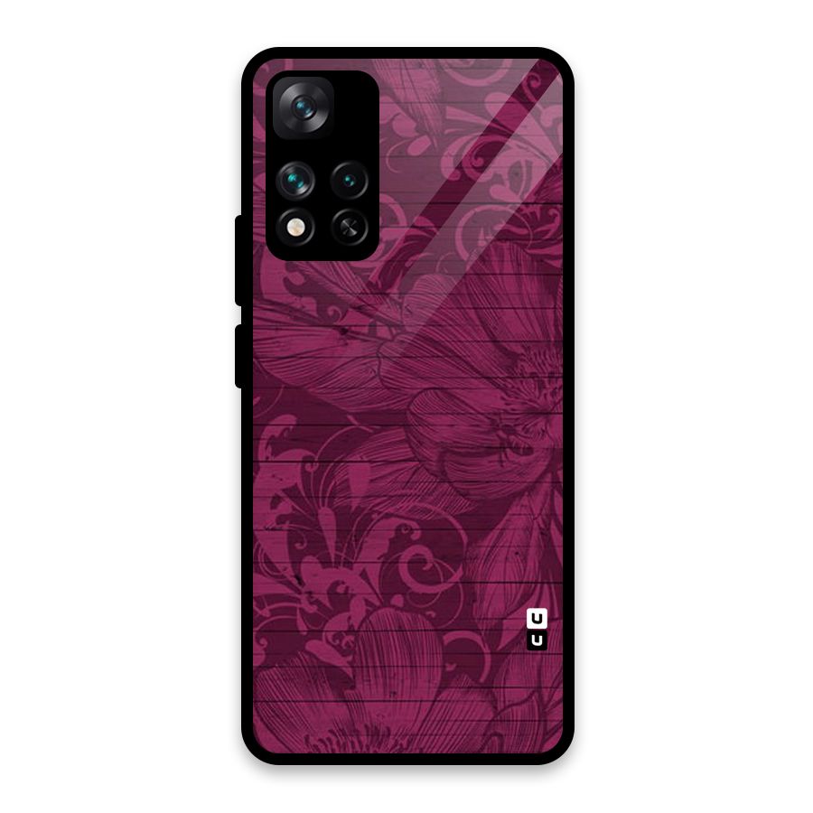 Magenta Floral Pattern Glass Back Case for Xiaomi 11i 5G