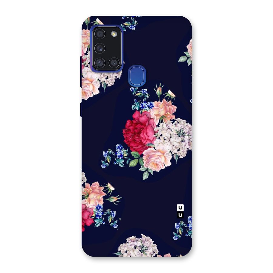 Magenta Peach Floral Back Case for Galaxy A21s