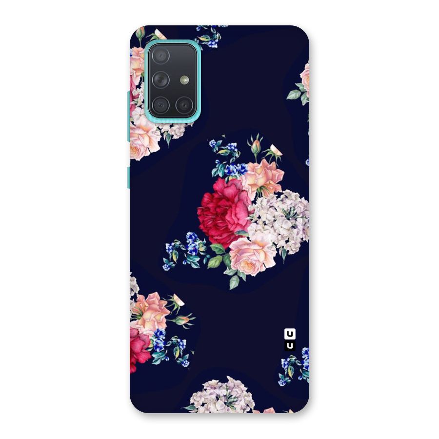 Magenta Peach Floral Back Case for Galaxy A71