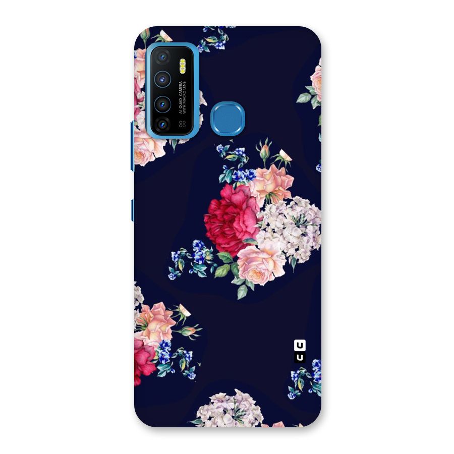 Magenta Peach Floral Back Case for Infinix Hot 9