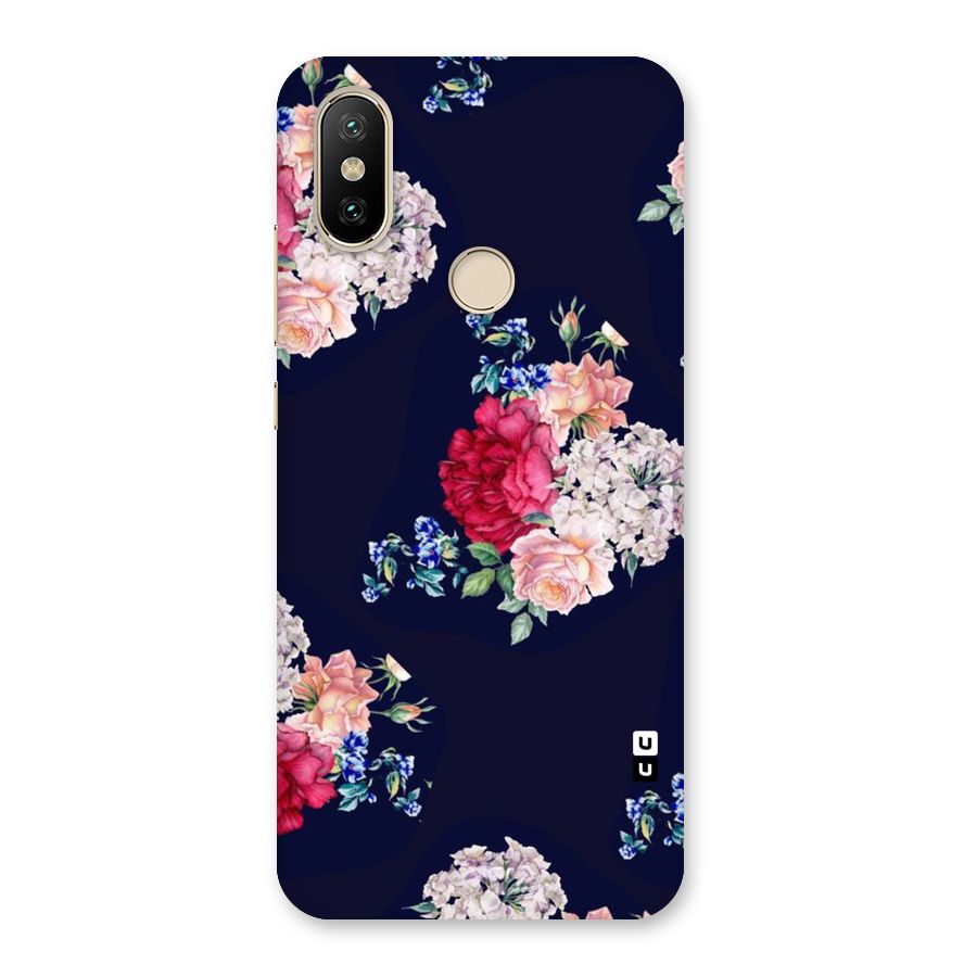 Magenta Peach Floral Back Case for Mi A2