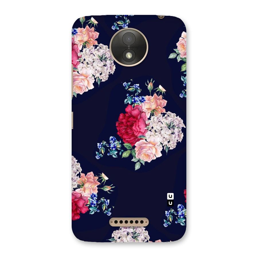 Magenta Peach Floral Back Case for Moto C Plus