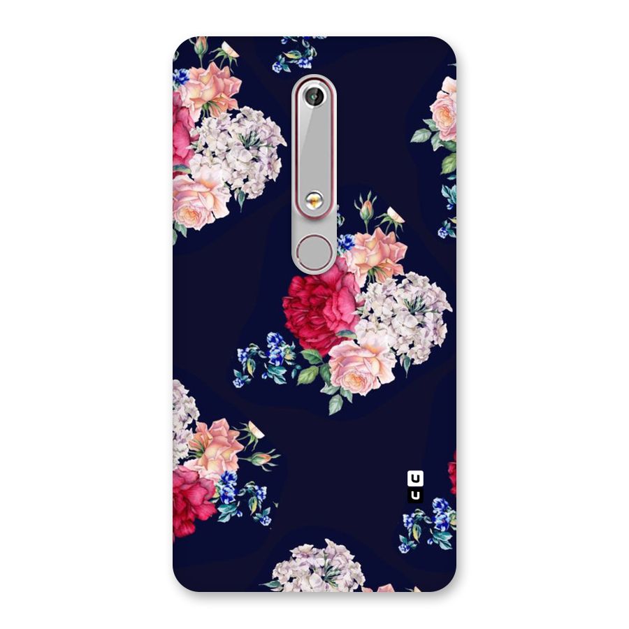 Magenta Peach Floral Back Case for Nokia 6.1