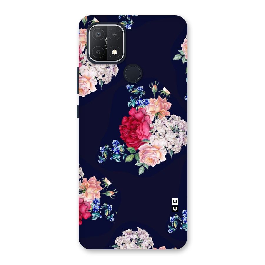 Magenta Peach Floral Back Case for Oppo A15