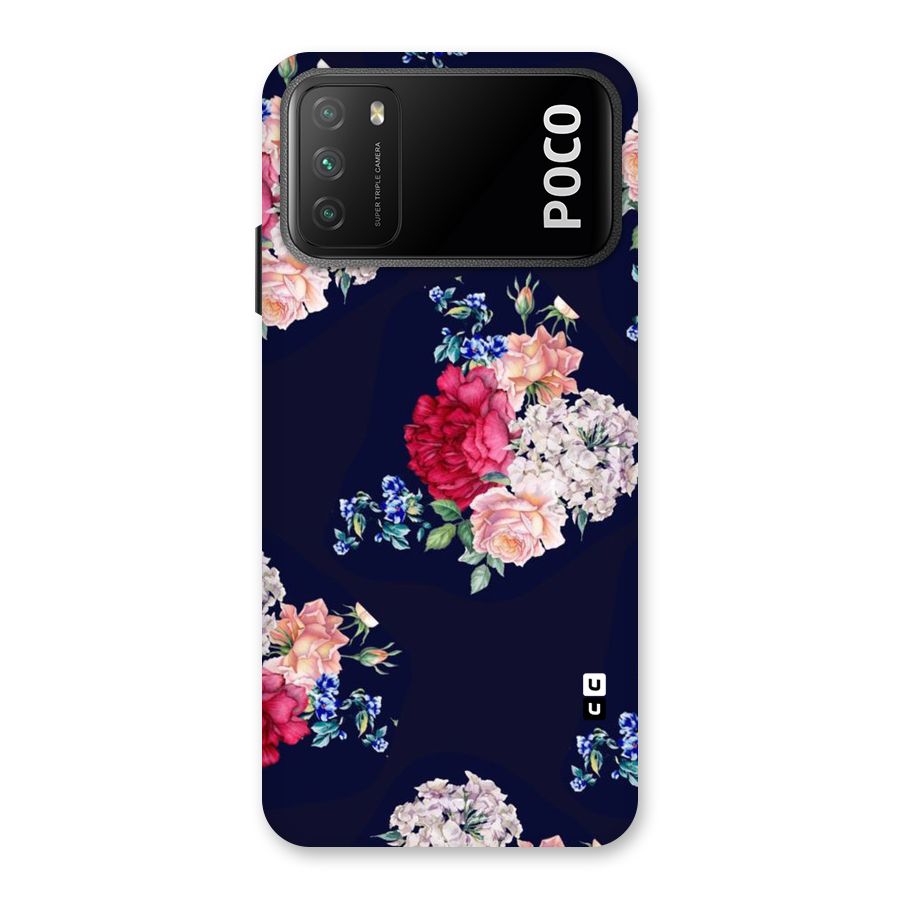 Magenta Peach Floral Back Case for Poco M3