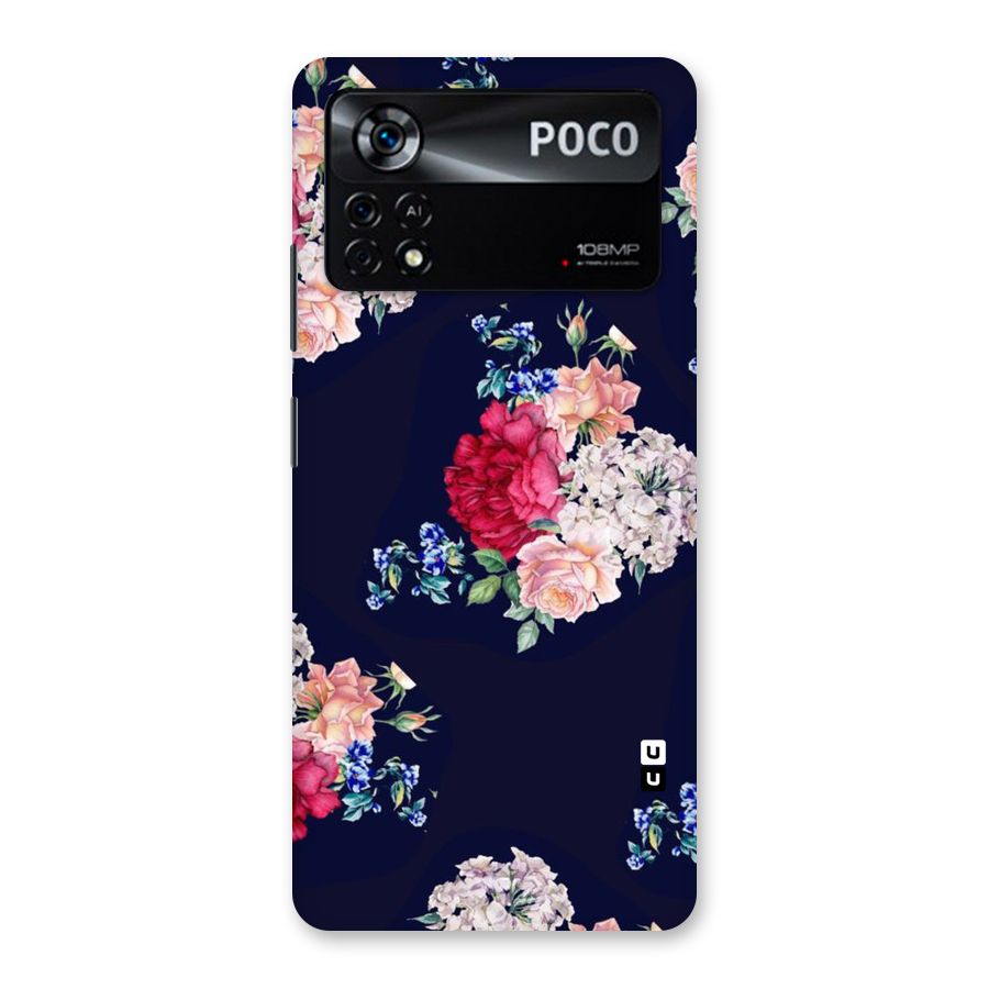 Magenta Peach Floral Back Case for Poco X4 Pro 5G