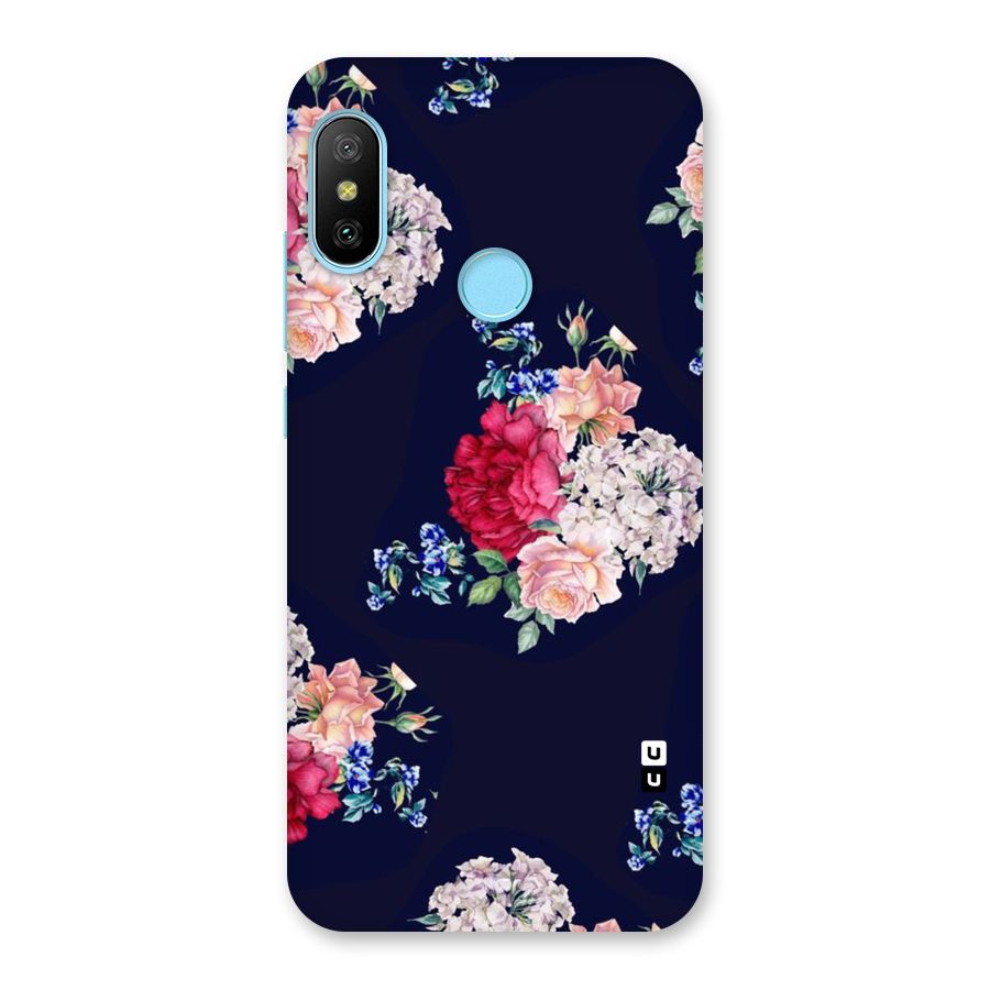Magenta Peach Floral Back Case for Redmi 6 Pro