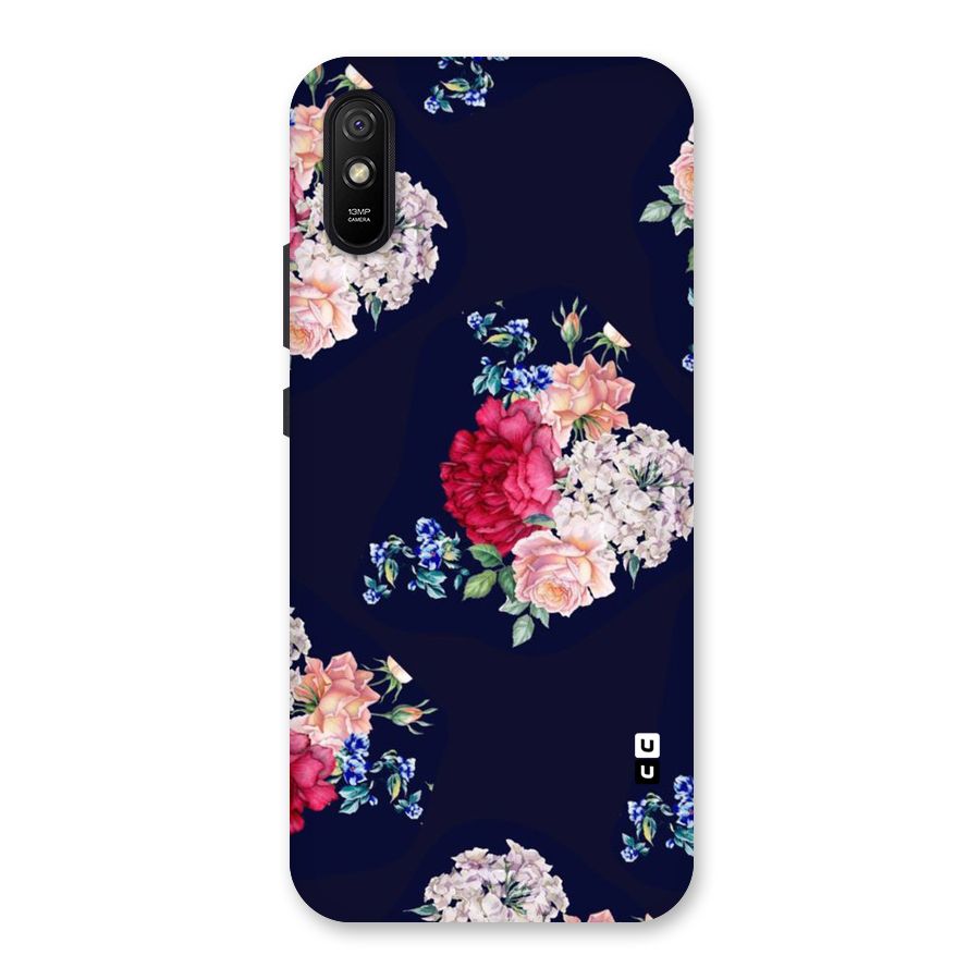 Magenta Peach Floral Back Case for Redmi 9A