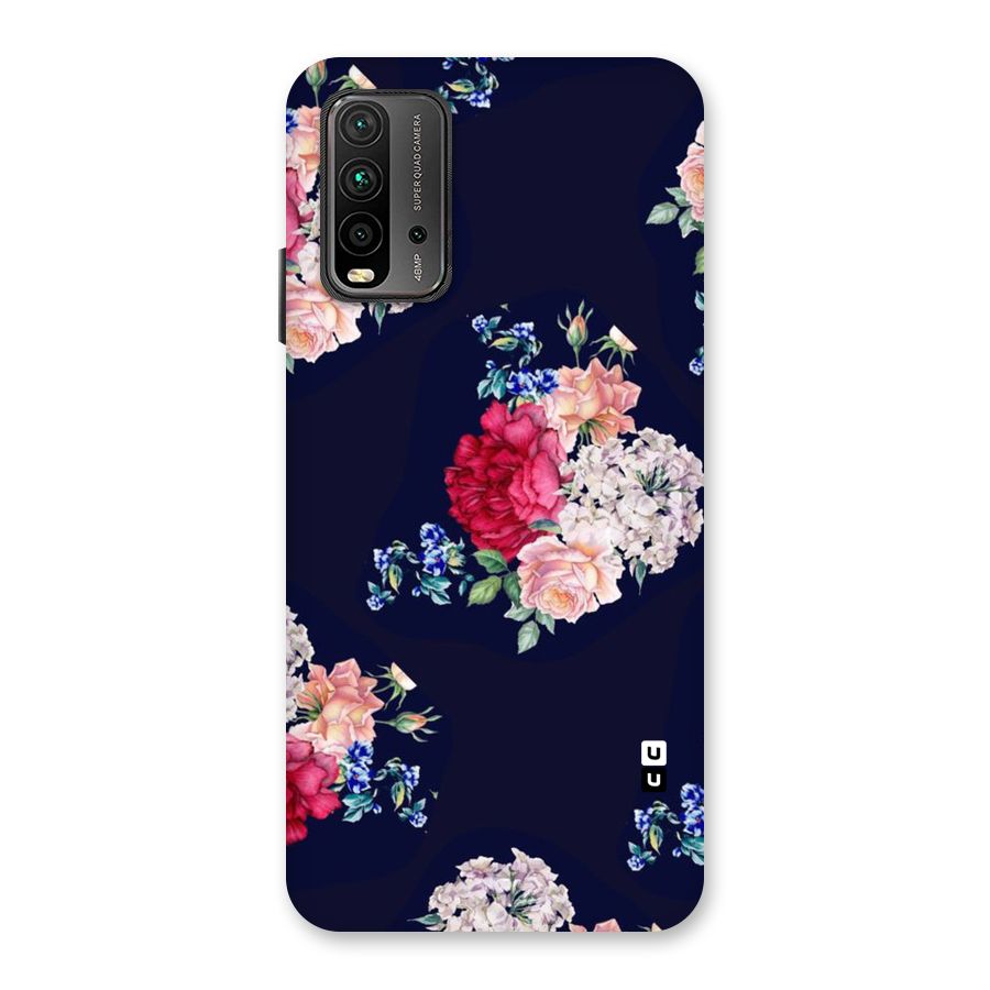 Magenta Peach Floral Back Case for Redmi 9 Power