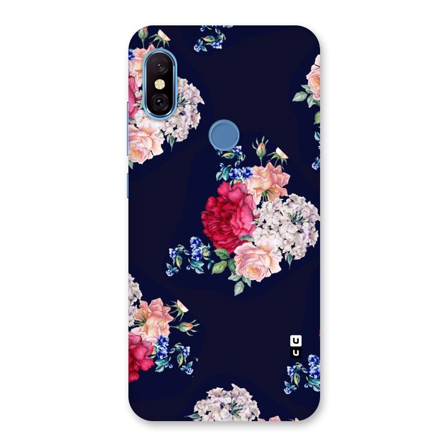 Magenta Peach Floral Back Case for Redmi Note 6 Pro