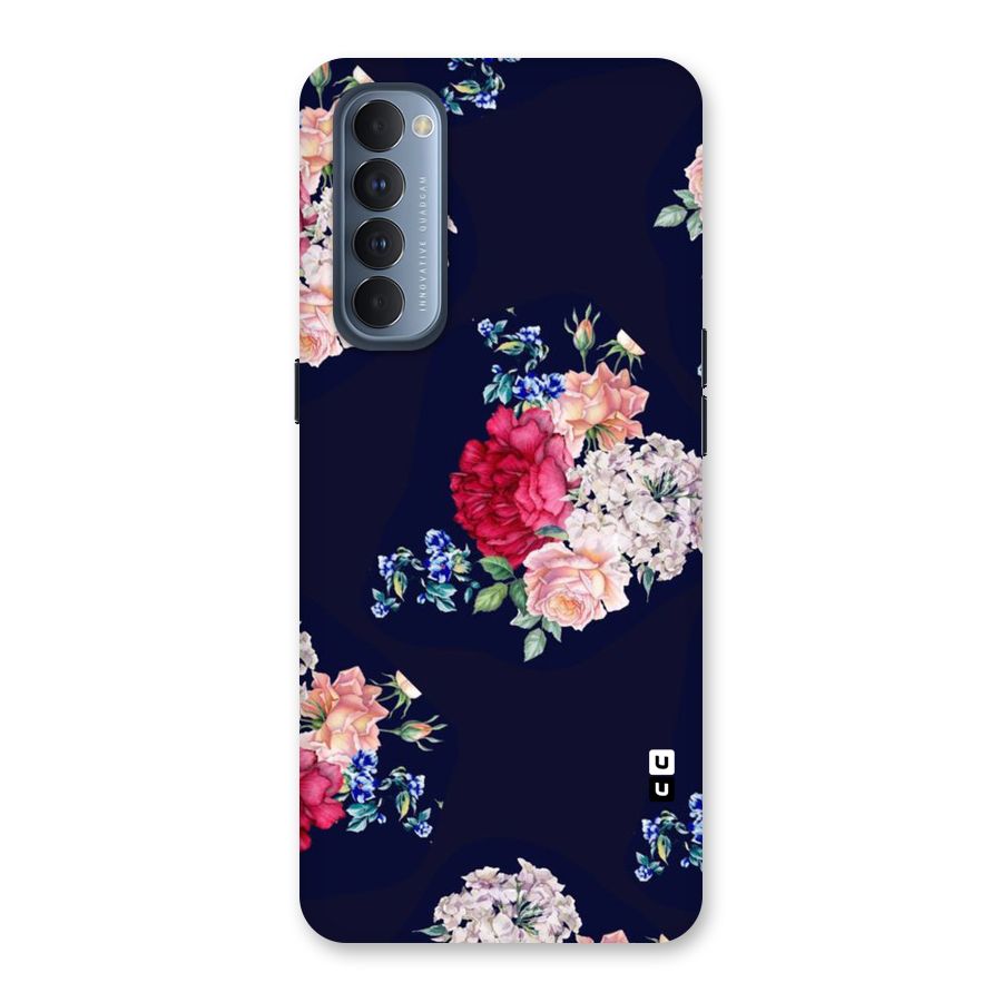 Magenta Peach Floral Back Case for Reno4 Pro