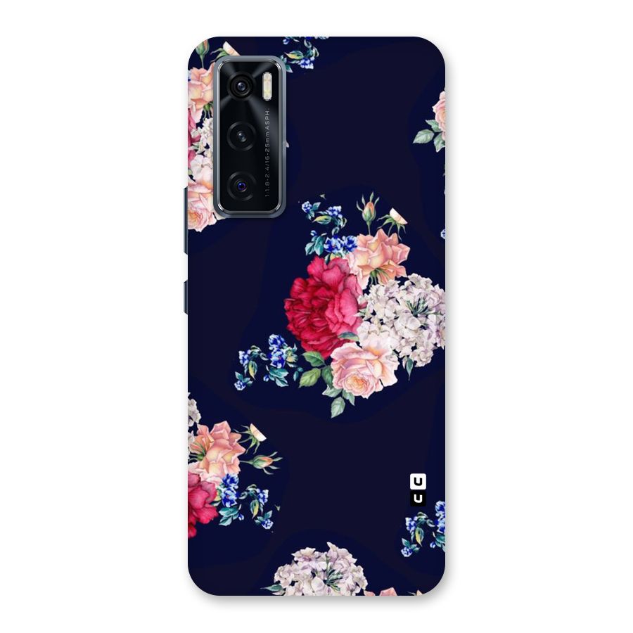Magenta Peach Floral Back Case for Vivo V20 SE