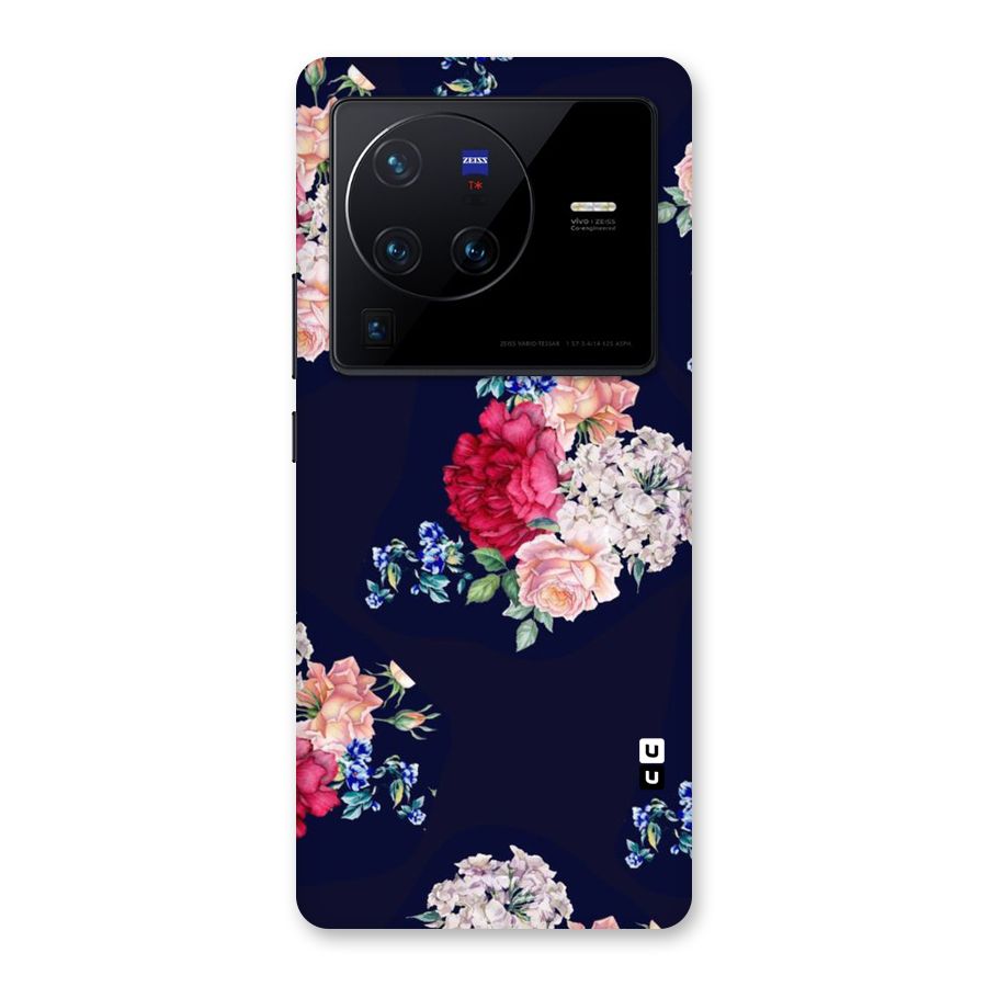 Magenta Peach Floral Back Case for Vivo X80 Pro