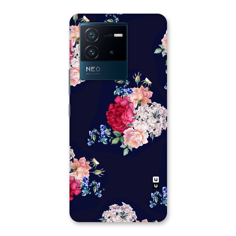 Magenta Peach Floral Back Case for Vivo iQOO Neo 6 5G
