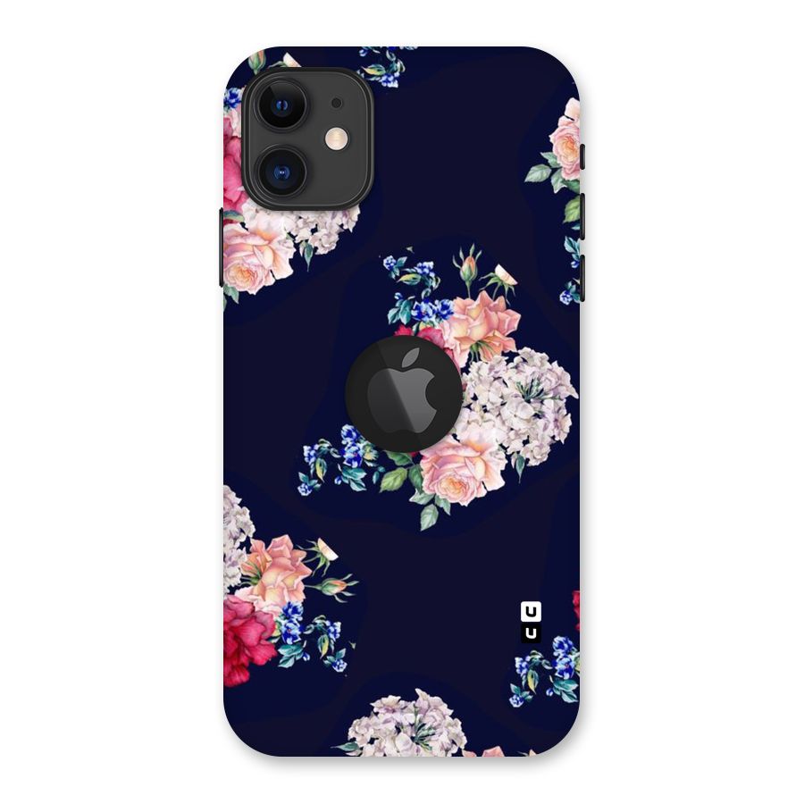 Magenta Peach Floral Back Case for iPhone 11 Logo Cut