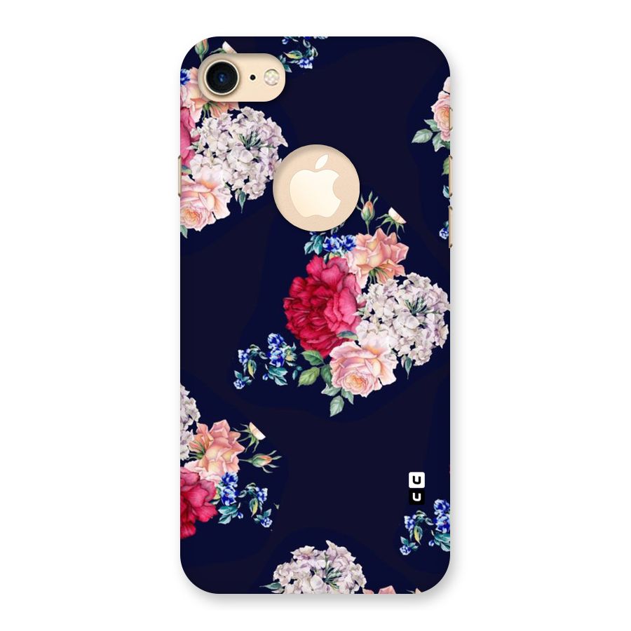 Magenta Peach Floral Back Case for iPhone 7 Logo Cut