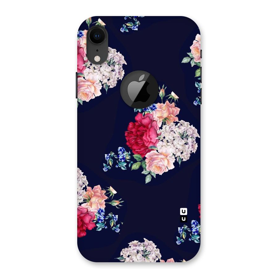 Magenta Peach Floral Back Case for iPhone XR Logo Cut