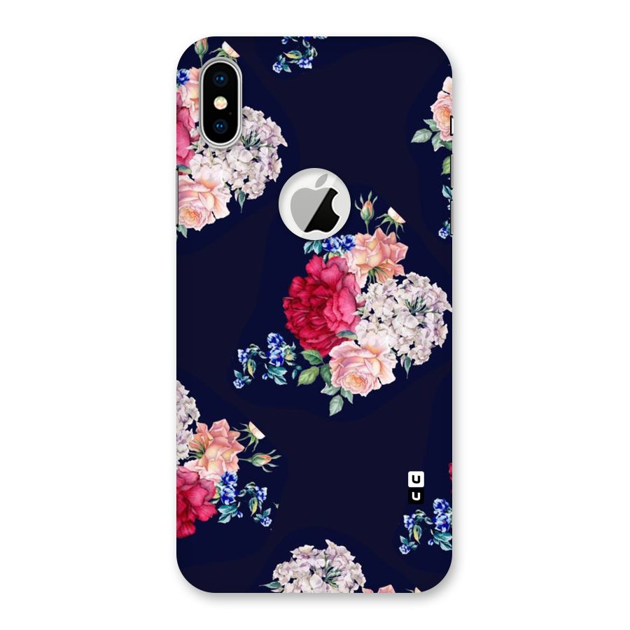 Magenta Peach Floral Back Case for iPhone X Logo Cut