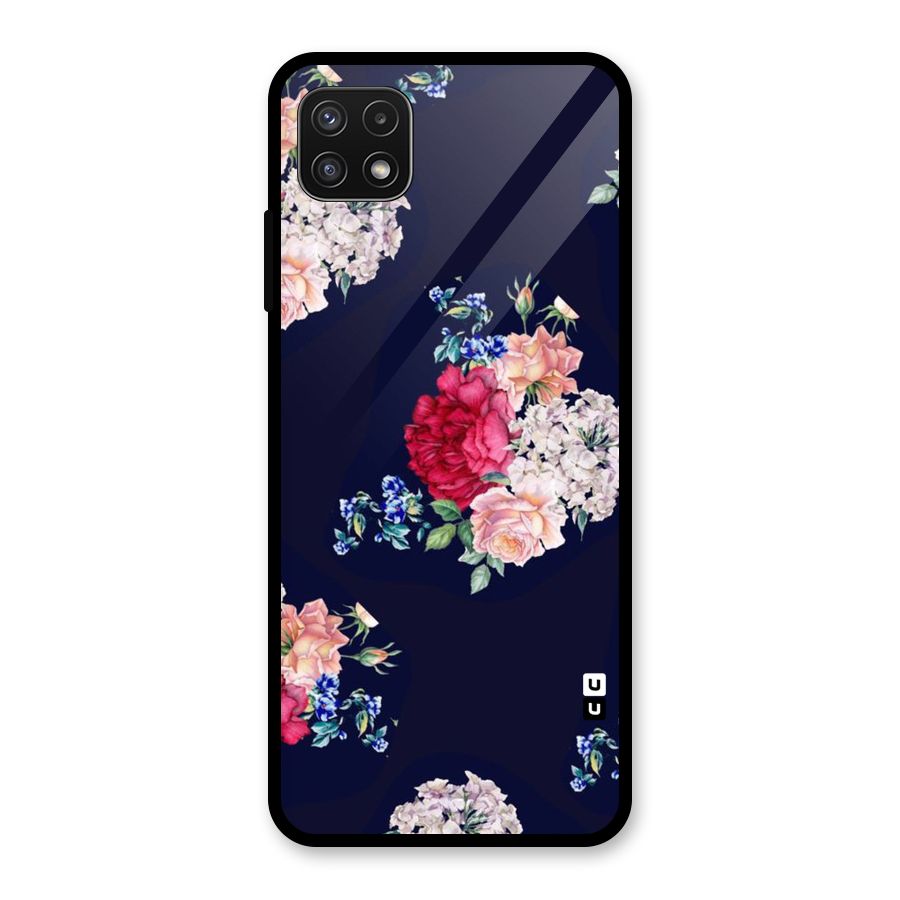 Magenta Peach Floral Glass Back Case for Galaxy A22 5G