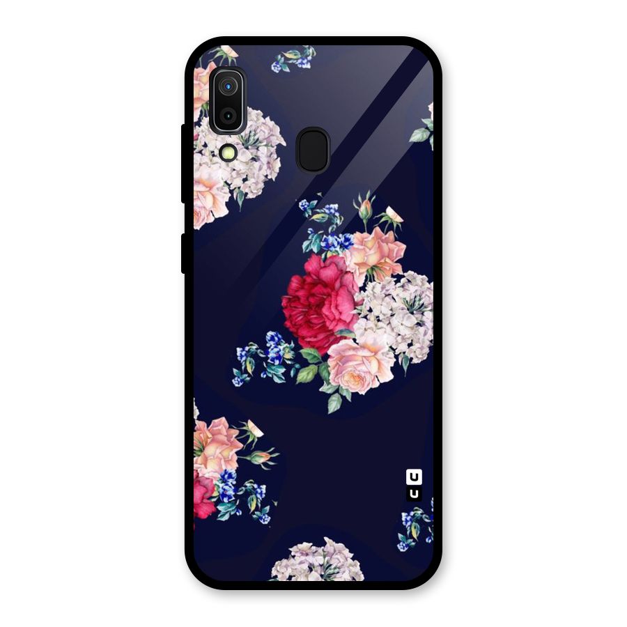 Magenta Peach Floral Glass Back Case for Galaxy A30