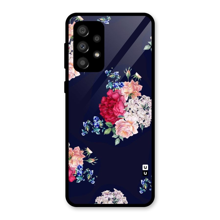 Magenta Peach Floral Glass Back Case for Galaxy A32