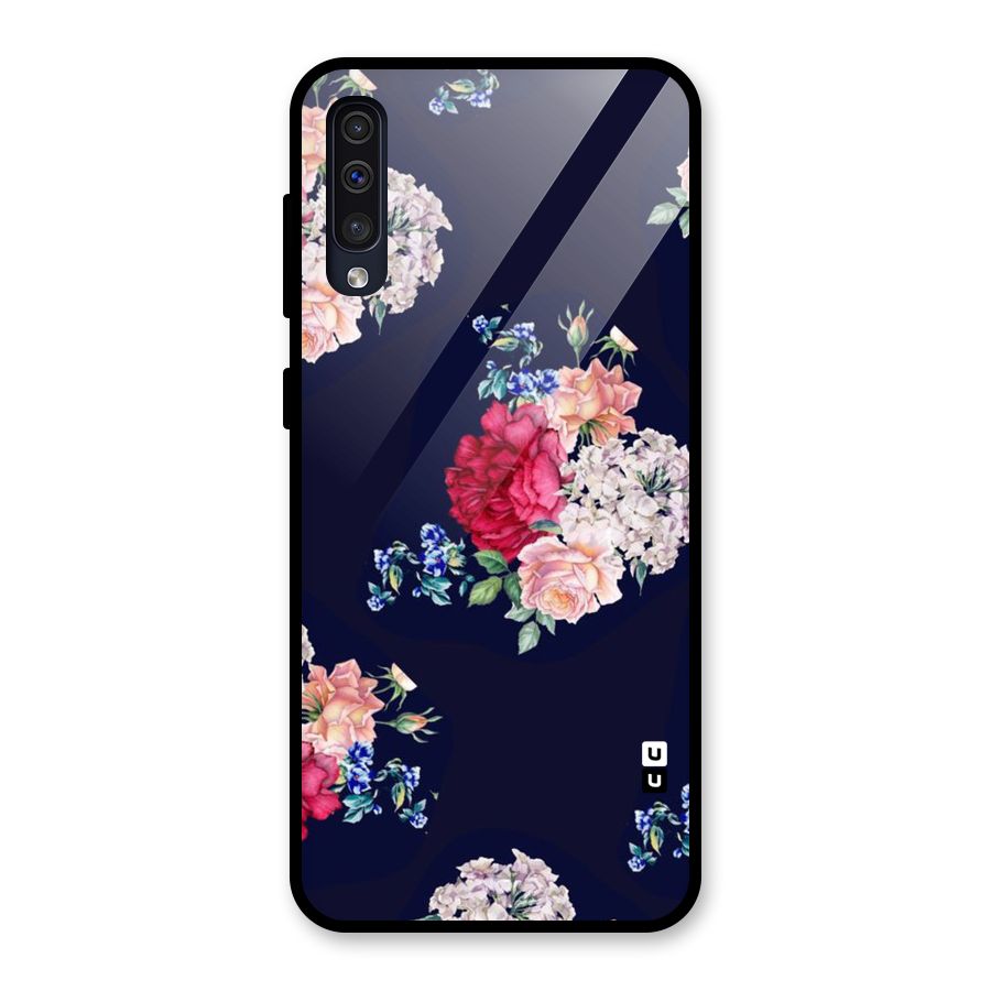 Magenta Peach Floral Glass Back Case for Galaxy A50s