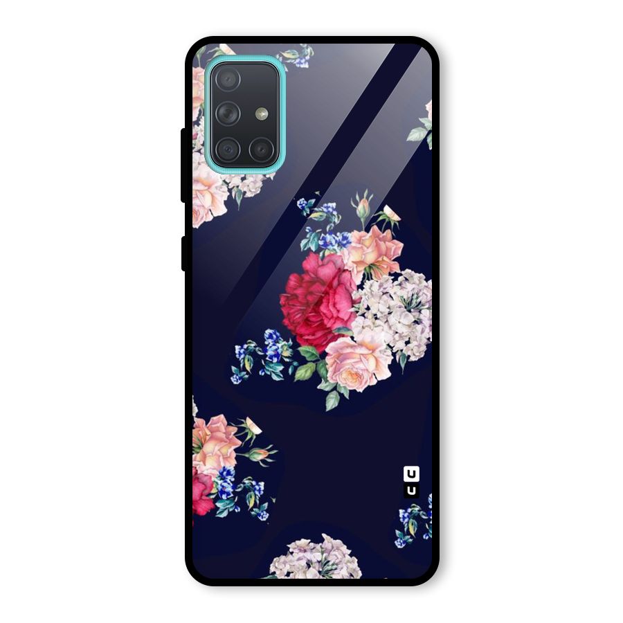 Magenta Peach Floral Glass Back Case for Galaxy A71