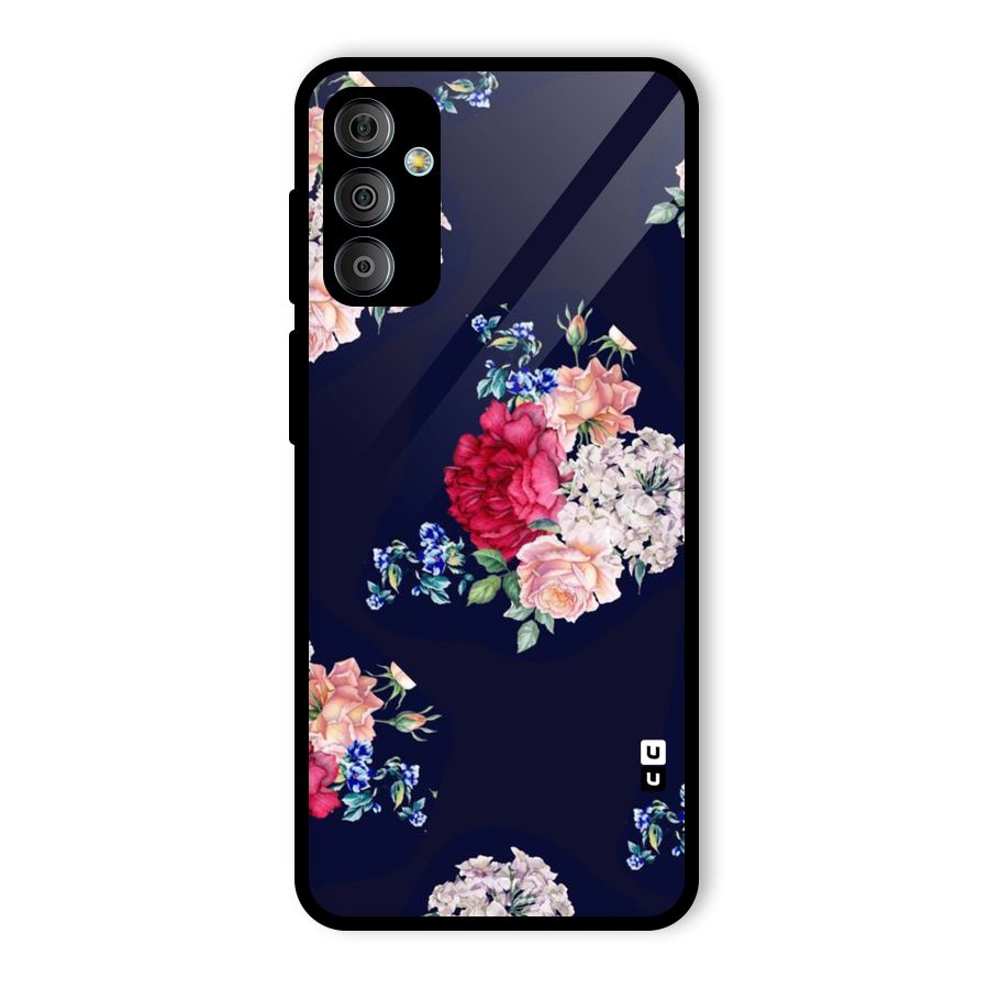 Magenta Peach Floral Glass Back Case for Galaxy F23