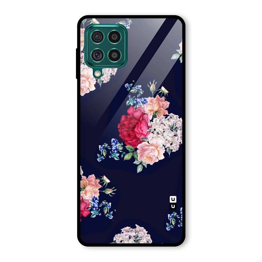 Magenta Peach Floral Glass Back Case for Galaxy F62