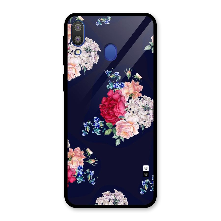Magenta Peach Floral Glass Back Case for Galaxy M20