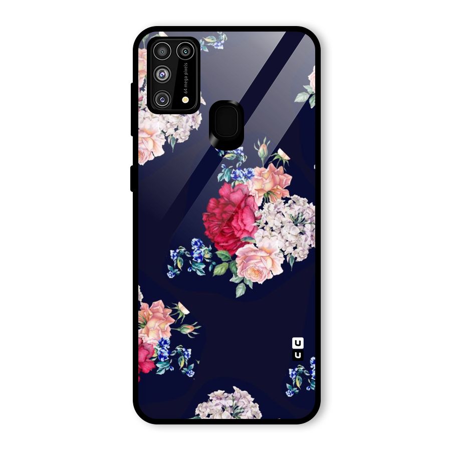 Magenta Peach Floral Glass Back Case for Galaxy M31